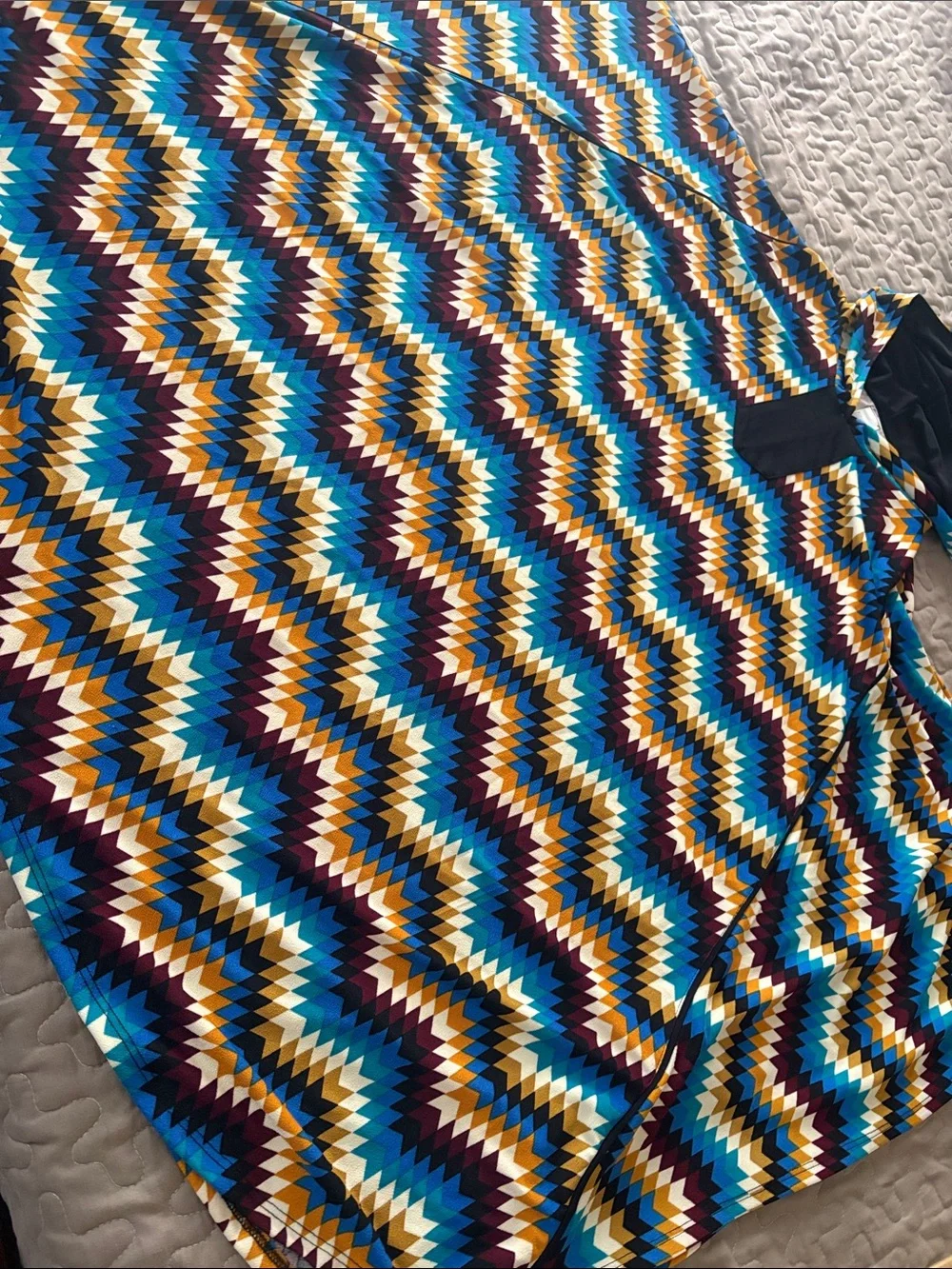 Patterned Hooded Poncho Cape with Black Chest Detail fits from M to 1X